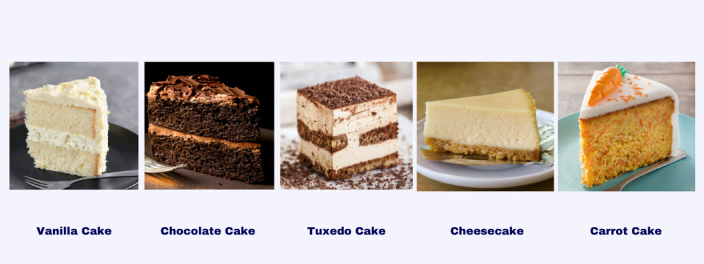 Costco Cakes Flavors, vanilla, chocolate, carrot cake, cheesecake, tuxedo